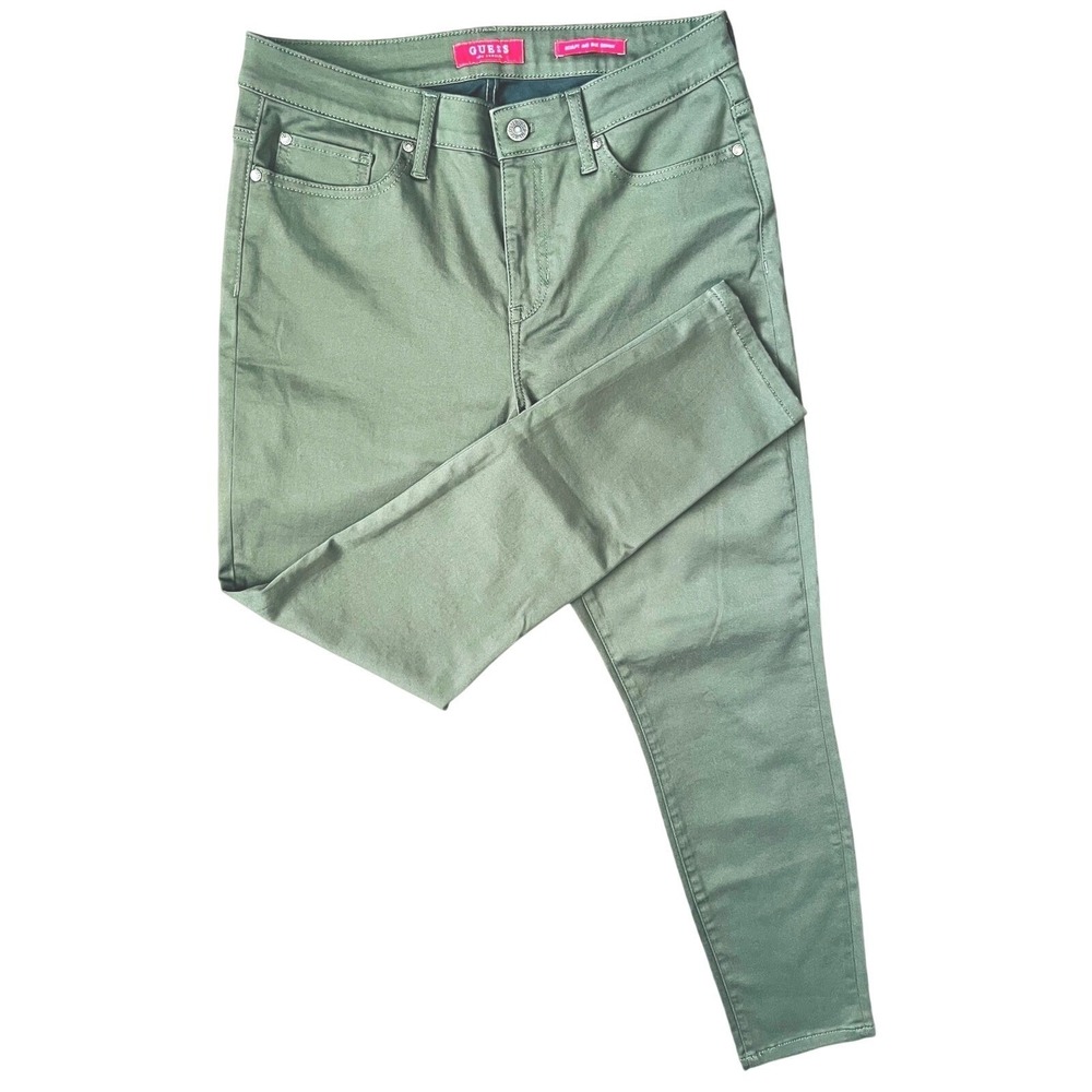 Guess Los Angeles Sculpt Mid Rise Skinny Pants Olive Green Womens Size 31